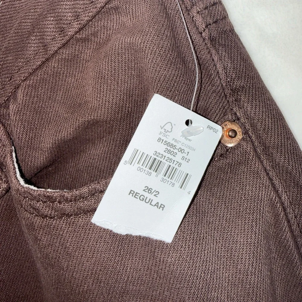 NWT Gap High Rise Crossover Barrel Jeans Size 26 Dark Brown Boho Hippie 90s